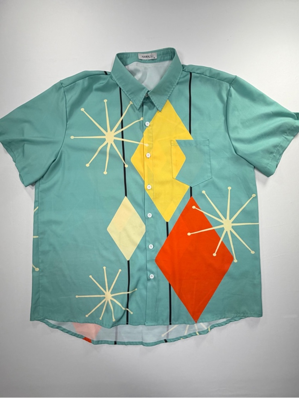 Hawalili Shirt Men’s XL Atomic Lounge Retro Bowling New With Tag Button Front